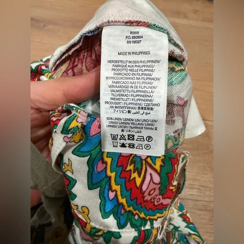 BODEN Ivory Paisley Wide Leg Pants Size 2-Petite 100% Linen Multicolor - Picture 6 of 11